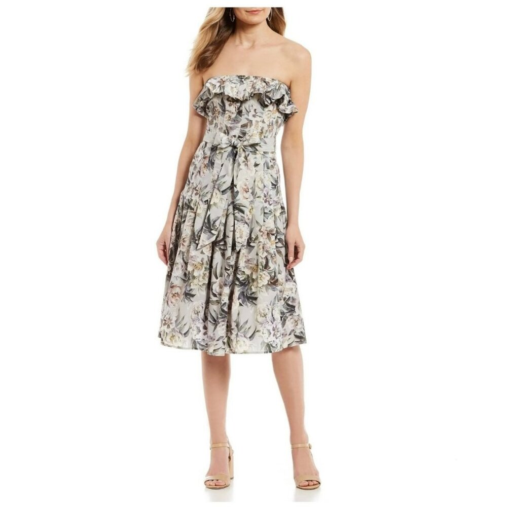 Antonio Melani Sadie Poplin Floral Haze Off-Shoulder Midi Dress Size 10